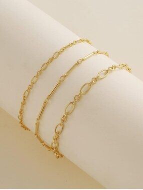 Gold 14k Gold Plated 3pc Bracelet Set